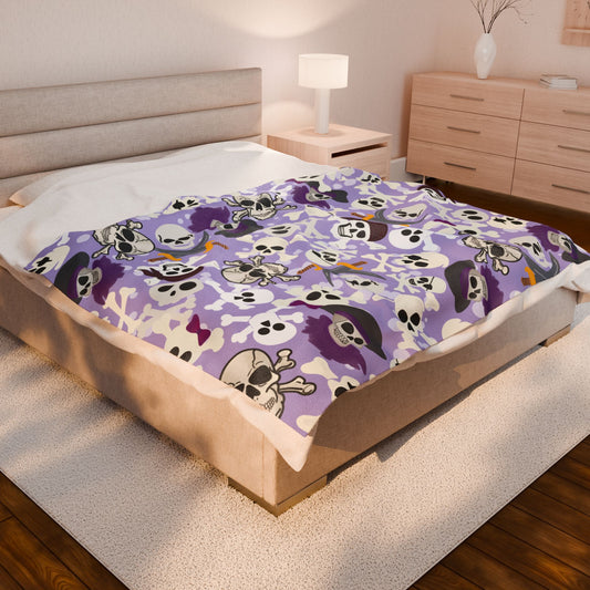 Cozy Skull & Crossbones Velveteen Plush Blanket