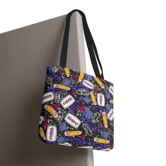 Colorful School Supplies Tote Bag - Perfect for Students & Teachers
